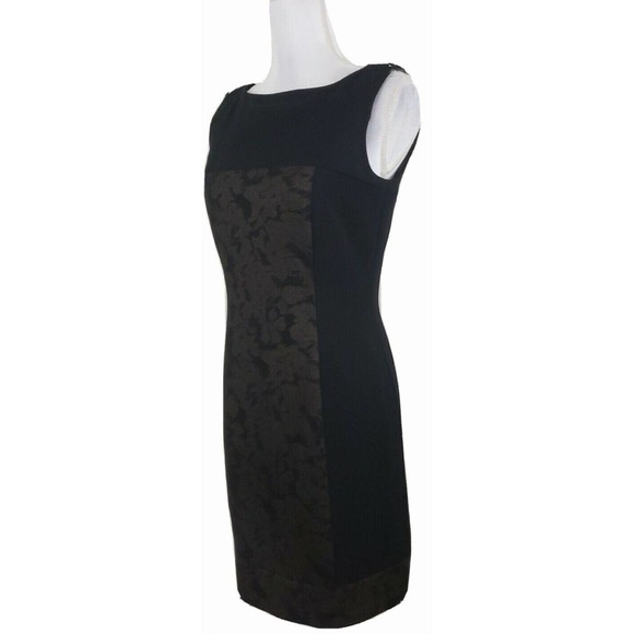TAHARI ASL ~Woman Size 4Petite~Black/Gold Lined Sheath Formal Dress Fully Lined - Picture 3 of 12